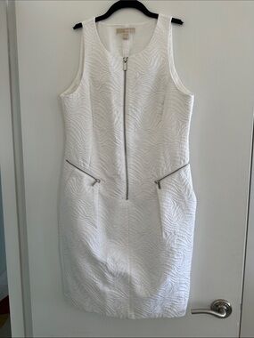 MICHAEL Michael Kors White Textured Zip-Front Mini Dress